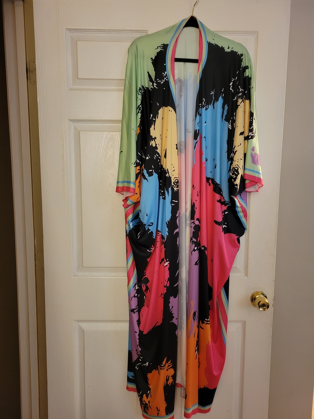 Colorful Abstract Maxi Kimono Robe - Picture 2 of 3